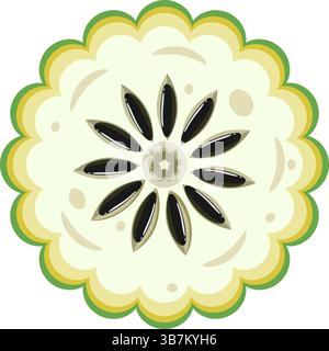 Sweetsop sugar apple Jamaican tropical fruit slice vector illustration Stock Vector