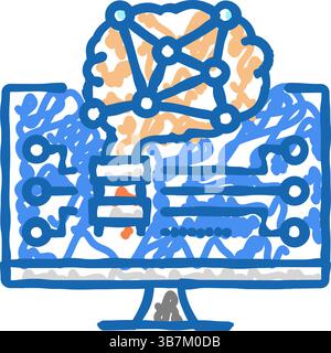 programmed brain doodle icon hand drawn illustration Stock Vector Image ...