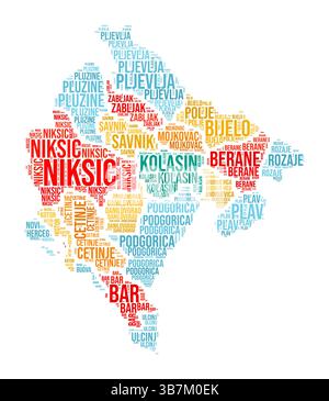 Vector map of Montenegro Country - Montenegro Word Cloud Country Shape With Region Division Montenegro Typography Style Image Region Names Tag Clouds Vector Illustration 3b7m0ek 