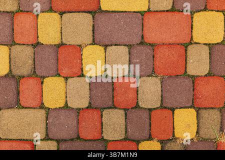 Orange and yellow flagstones, cobbles. Autumn shades Stock Photo