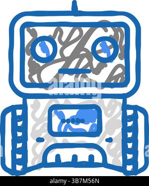 programmed brain doodle icon hand drawn illustration Stock Vector Image ...