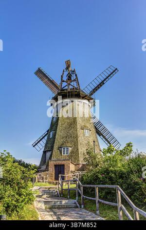 Typical Dutch windmill in Benz on Usedom island Stock Photo