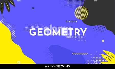 Vector illustration. Drawn abstract horizontal wallpaper. Color memphis pattern background. Flat style blotches, geometric lines, halftone dots Stock Vector