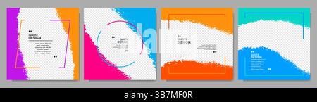 Vector illustration. Hand drawn abstract color frame set. Ink brush strokes mess. Design element for social media, web template, blog post. Paint Stock Vector