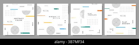Vector abstract illustration. Neo memphis pattern banner collection. Vibrant color frames. Cool bright background. Design elements Stock Vector