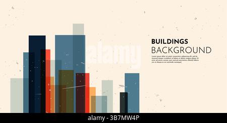 Vector illustration. Abstract geometry banner. Minimalist cityscape background. City buildings. Old vintage urban landscape. Retro Stock Vector
