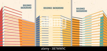 Vector illustration. Modern art vintage background. Color wallpapers set. Minimalist graphic design elements poster, cover, brochure, magazine Stock Vector