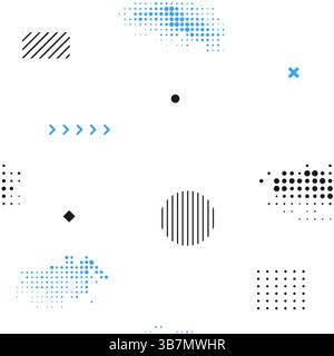 Vector abstract illustration. Seamless neo memphis pattern banner collection. Vibrant color cool bright background. Design elements for social media Stock Vector