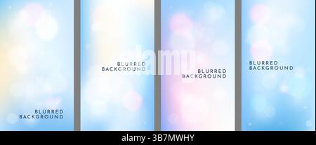 Vector illustration. Blurred vertical wallpaper. Abstract banner. Realistic bright sky background. Minimalistic style. Reflections of light Stock Vector