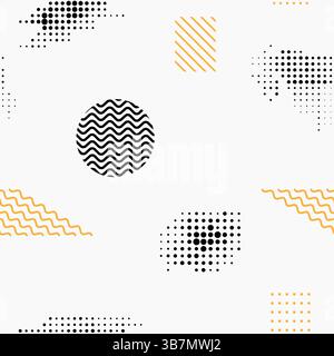Vector abstract illustration. Neo memphis pattern banner collection. Vibrant color seamless cool bright background. Design elements for social media Stock Vector
