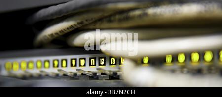 Supercomputer with cables and lamps Stock Photo