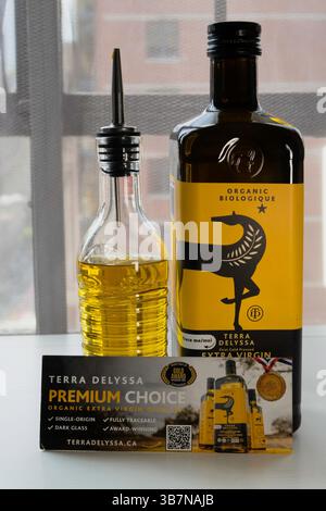 Terra Delyssa is an extra virgin olive oil imported from Tunisia. Stock Photo