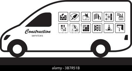 Construction services van - vector illustration Stock Vector
