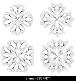 Abstract floral ornament. Petal vector symmetry. Decorative white shapes. Light background pattern. Stock Vector