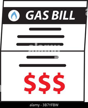 High Gas Utility bill icon. Clipart image isolated on white background Stock Vector