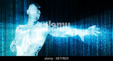 Human Integration with Technology as Transhumanism Concept Stock Photo