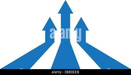 Business growth graph arrow vector. Strategy targeting success profit increase sign symbol. Stock Vector