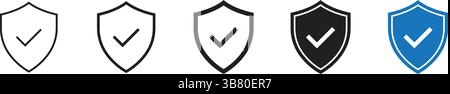 Shield check mark security icon set vector Stock Vector