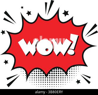 WOW Word Speech Bubble Comic Lettering Sticker. Vector Illustration Stock Vector