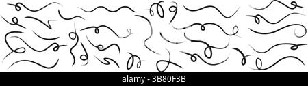 Set of Squiggle Brush Scribble Underlines – Hand-Drawn Charcoal and Marker Pen Emphasis Vector Illustrations Stock Vector