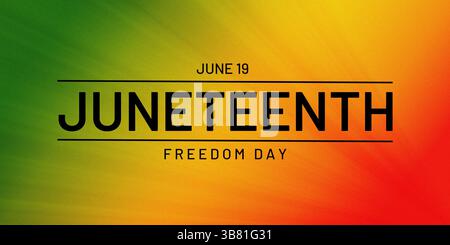 Abstract background in red, yellow and green tones with grainy texture. Juneteenth Freedom Day Stock Photo