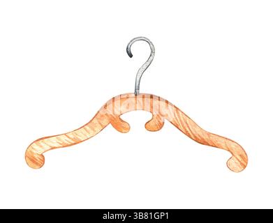 Hanger piece of furniture. Hand painted watercolor wooden hanger. Furniture for a set of ballet illustrations. Stock Photo