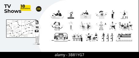 TV shows outline illustrations mega bundle Stock Vector