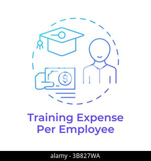Training expense per employee blue gradient concept icon Stock Vector