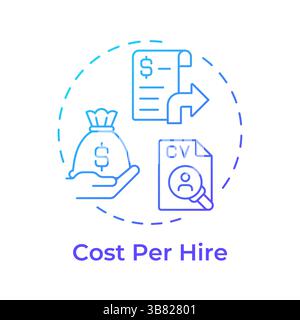 Cost per hire blue gradient concept icon Stock Vector