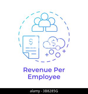 Revenue per employee blue gradient concept icon Stock Vector