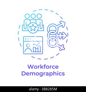 Workforce demographics blue gradient concept icon Stock Vector