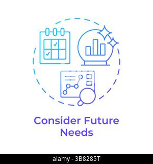 Considering future needs blue gradient concept icon Stock Vector