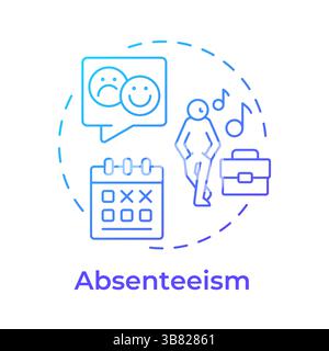 Absenteeism blue gradient concept icon Stock Vector