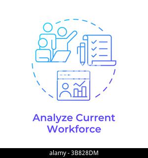 Analyze current workforce blue gradient concept icon Stock Vector