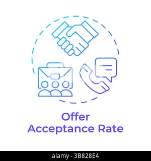 Offer acceptance rate blue gradient concept icon Stock Vector