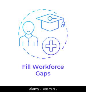 Filling workforce gaps blue gradient concept icon Stock Vector