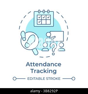 Attendance tracking soft blue concept icon Stock Vector