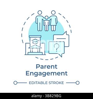Parent engagement soft blue concept icon Stock Vector