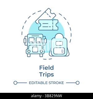 Field trips soft blue concept icon Stock Vector