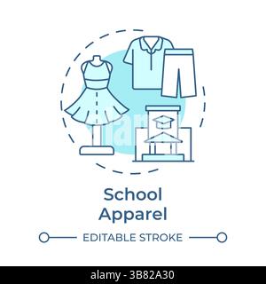 School apparel soft blue concept icon Stock Vector