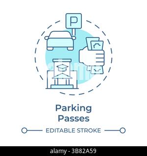 Parking passes soft blue concept icon Stock Vector