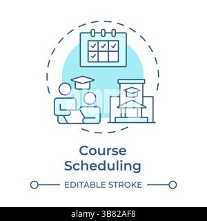 Course scheduling soft blue concept icon Stock Vector