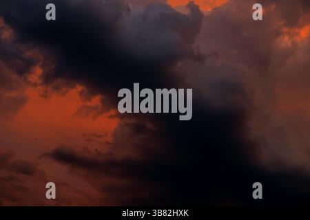 Beautiful stormy sky at sunset Stock Photo