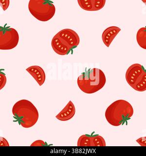 Seamless pattern with tomatoes on light pink background Stock Vector