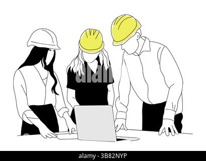Builder engineers working together on a project Stock Vector