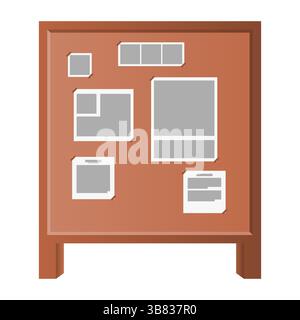 Wooden Bulletin Board with Adhesive Tape Vector on White Background. For Office or School Use. Office Accessories. Stock Vector