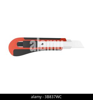 Red Sharp Cutter Office Supplies Vector on White Background. Paper Cutter Icon. Stock Vector