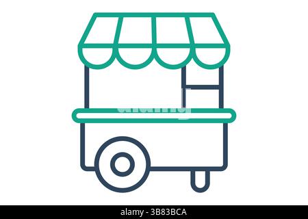 Food cart icon. line icon style. icon related to catering services bringing food. catering elements vector illustration Stock Vector