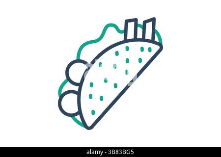 Taco icon. line icon style. icon related to casual and customizable food. catering elements vector illustration Stock Vector