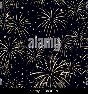Fireworks explosion seamless pattern. Vector illustration Stock Vector